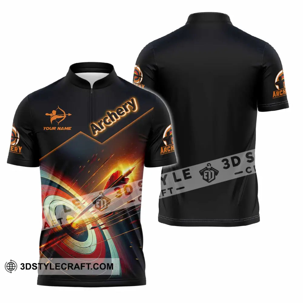 Unisex Shirt - Custom Archery Lover Sport Shirt Zipper Polo Shirt / S T-shirt
