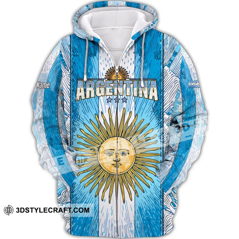Unisex Shirt - Custom Argentina World Cup 2026 3D Shirt Zipper Hoodie / S T-shirt