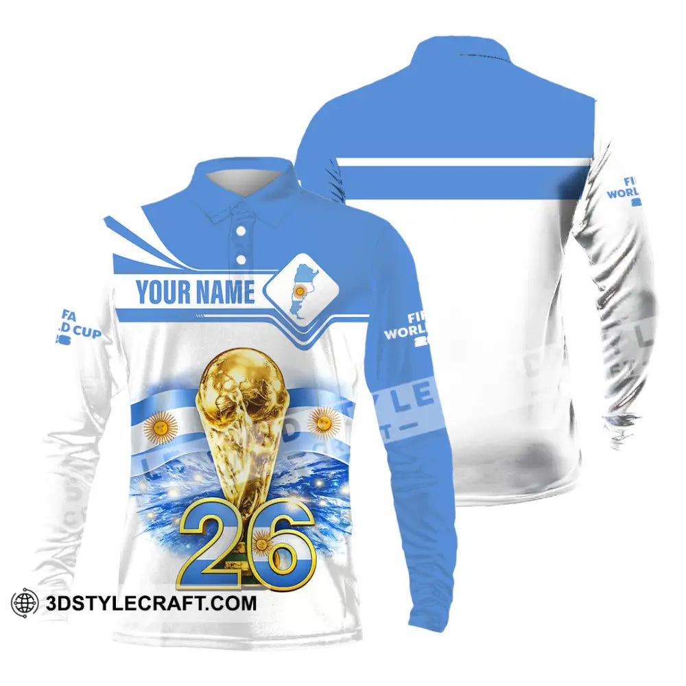 Unisex Shirt - Custom Argentina Fifa World Cup 2026 3D Shirt Long Sleeve Polo / S T-shirt