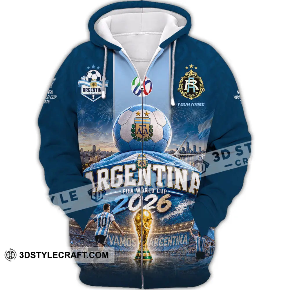 Unisex Shirt - Custom Argentina World Cup 2026 Shirt - Zipper Hoodie / S - T-shirt