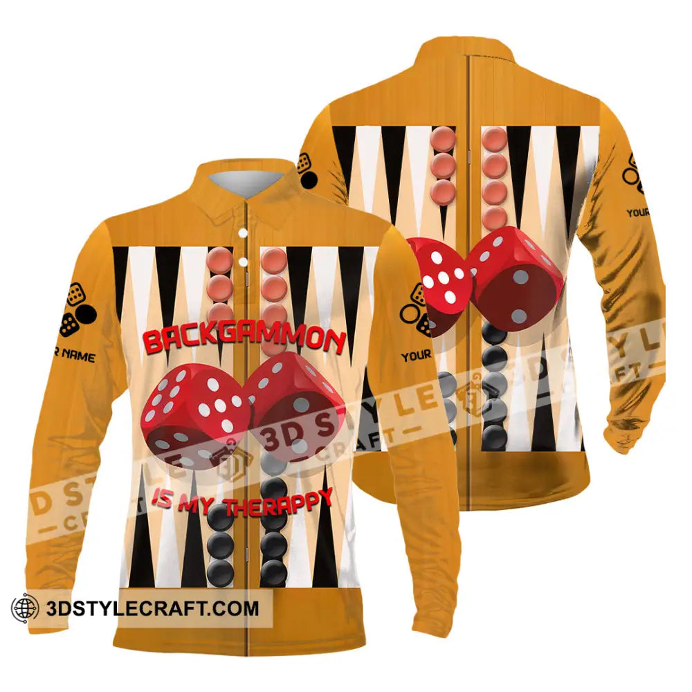 Unisex Shirt - Custom Backgammon 3D Shirt Long Sleeve Polo / S T-shirt