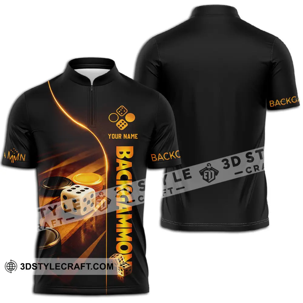 Unisex Shirt - Custom Backgammon 3D Shirt Zipper Polo Shirt / S T-shirt
