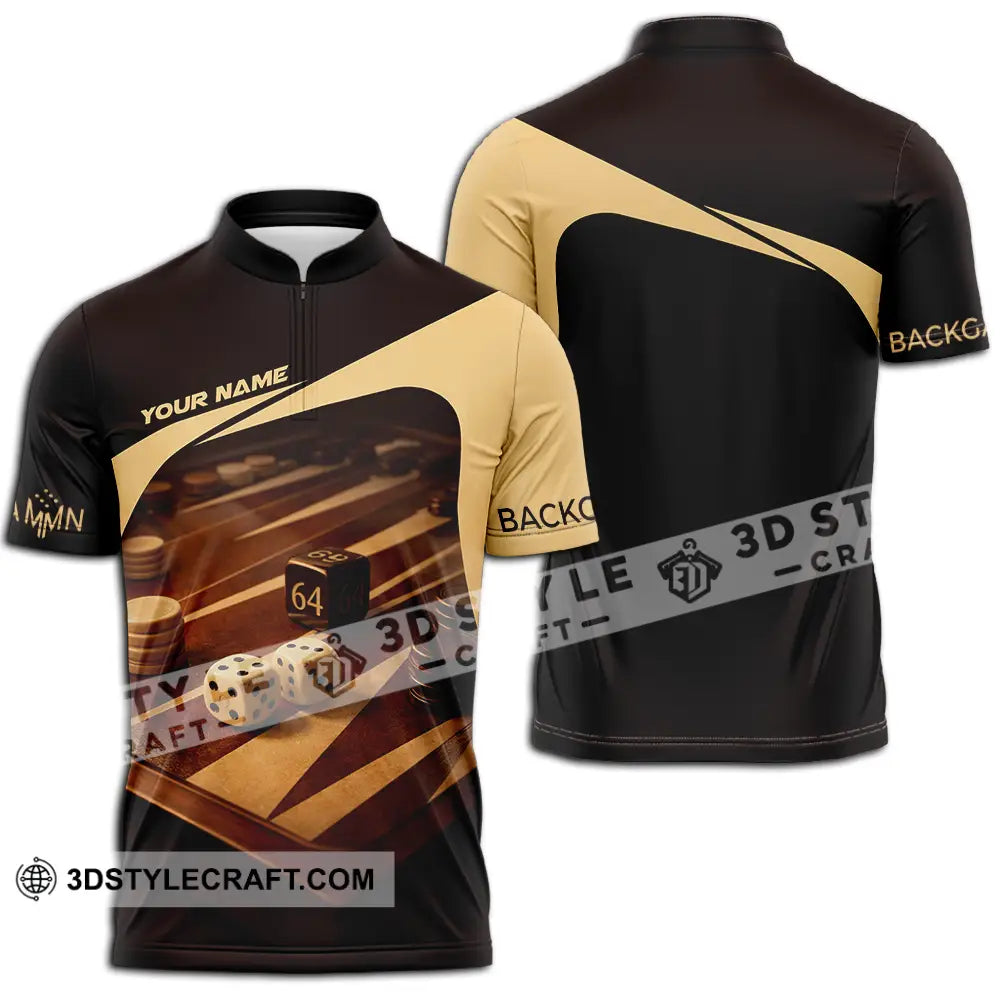 Unisex Shirt - Custom Backgammon 3D Shirt Zipper Polo Shirt / S T-shirt