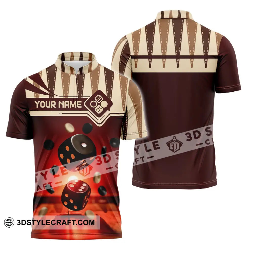 Unisex Shirt - Custom Backgammon 3D Shirt Zipper Polo Shirt / S T-shirt