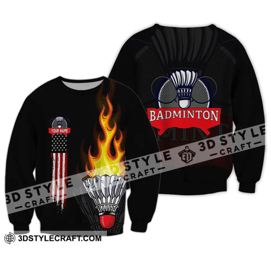 Unisex Shirt - Custom Badminton Name T-Shirt - Fire Badminton Clothing style option 4