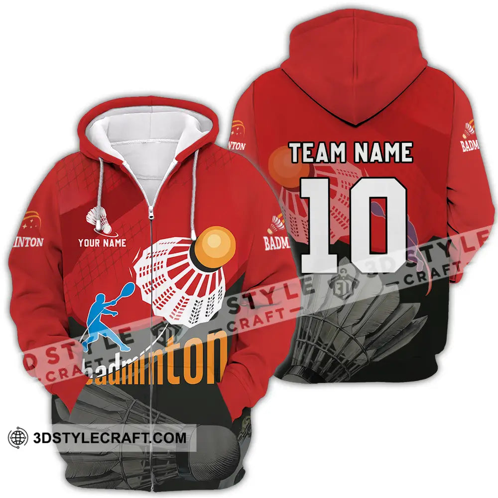 Unisex Shirt - Custom Badminton Player Shirt Zipper Hoodie / S T-shirt