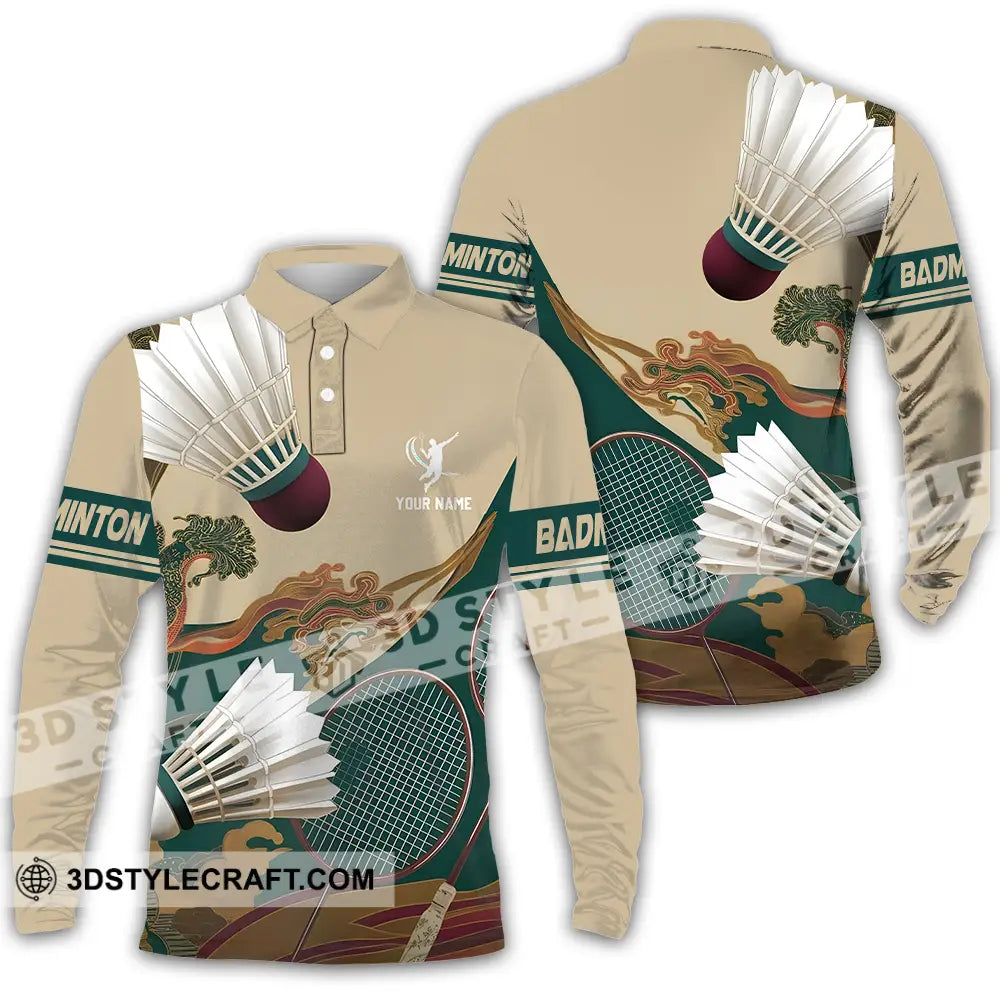 Unisex Shirt Custom Badminton Sport Shirt Long Sleeve Polo / S T shirt