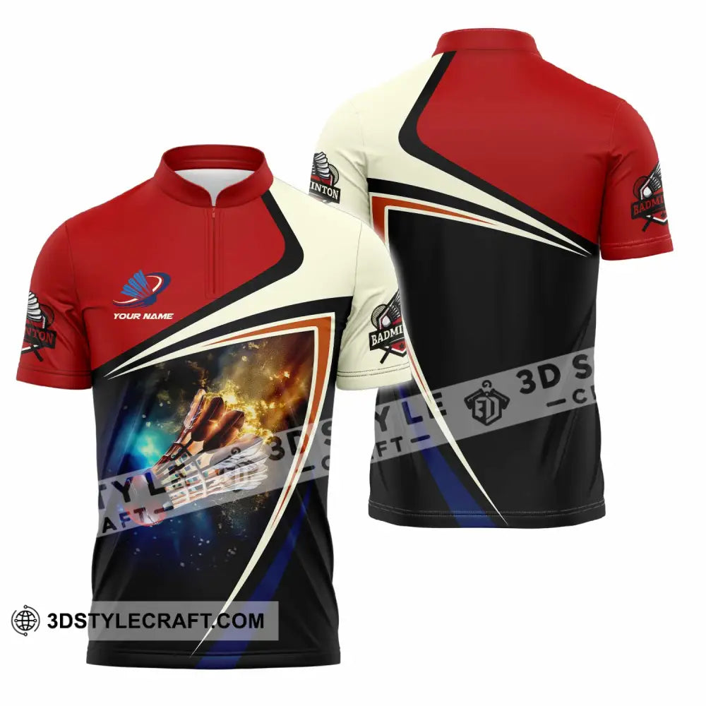 Unisex Shirt - Custom Badminton Shirt Zipper Polo Shirt / S T-shirt