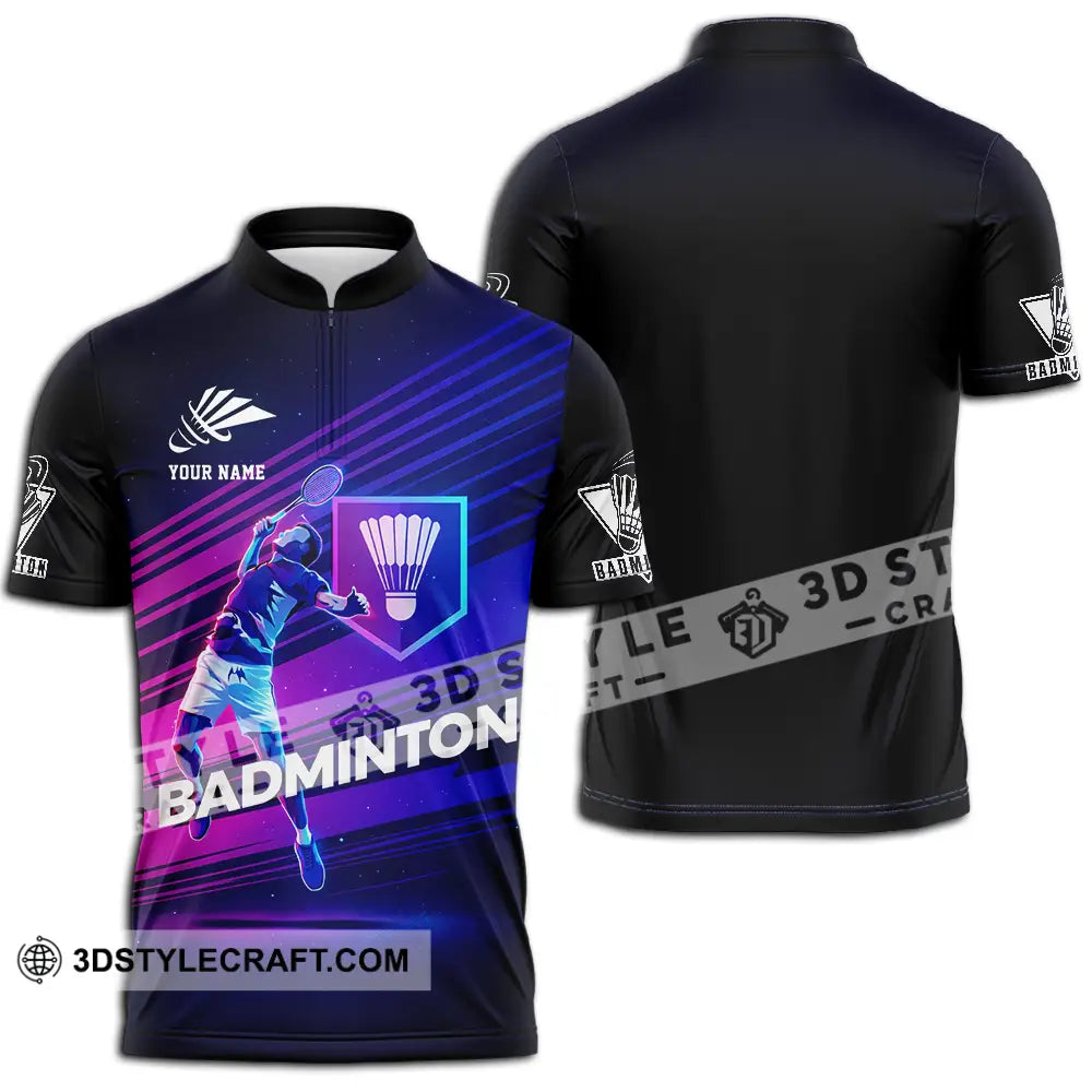 Unisex Shirt - Custom Badminton3D Shirt Zipper Polo Shirt / S T-shirt