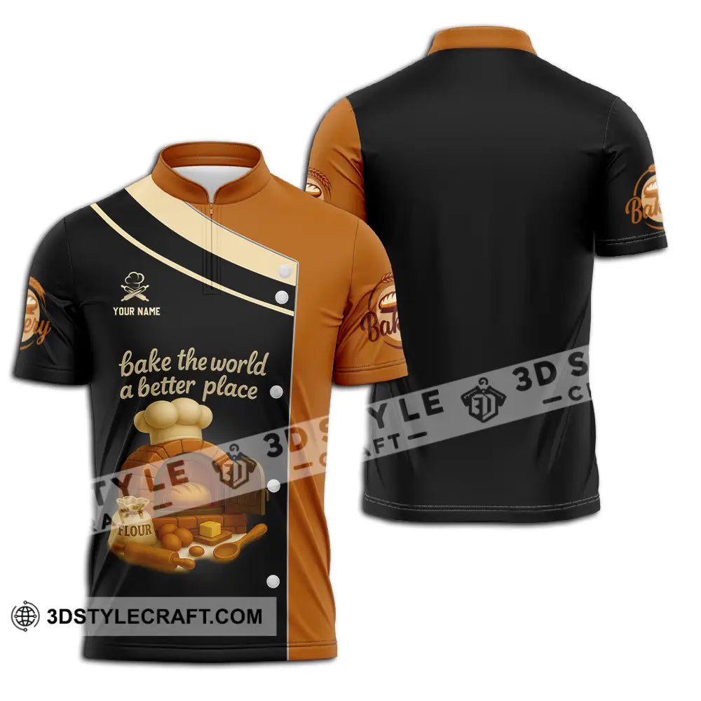 Unisex Shirt Custom Bake The World A Better Place Shirt Zipper Polo Shirt / S T shirt