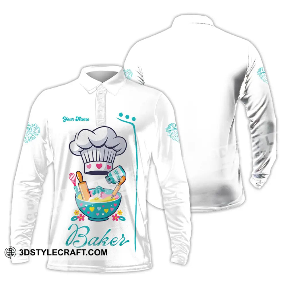 Unisex Shirt - Custom Baker Love Baking Shirt Long Sleeve Polo / S T-shirt