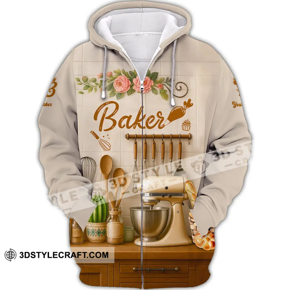 Unisex Shirt - Custom Baker Love Baking Shirt Zipper Hoodie / S T-shirt