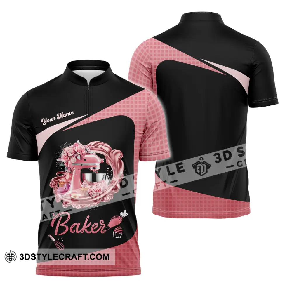 Unisex Shirt - Custom Baker Love Baking Shirt Zipper Polo Shirt / S T-shirt