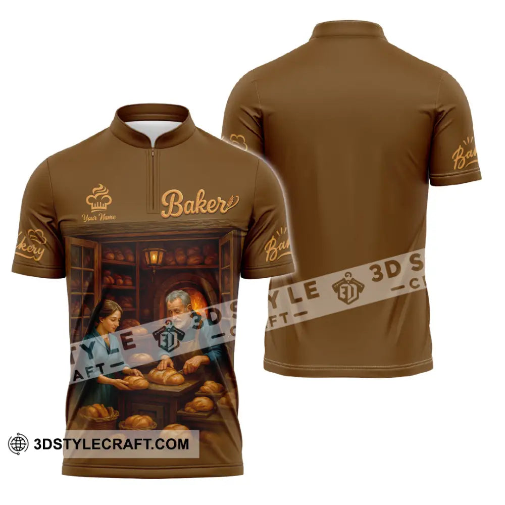 Unisex Shirt - Custom Baker Shirt Zipper Polo Shirt / S T-shirt