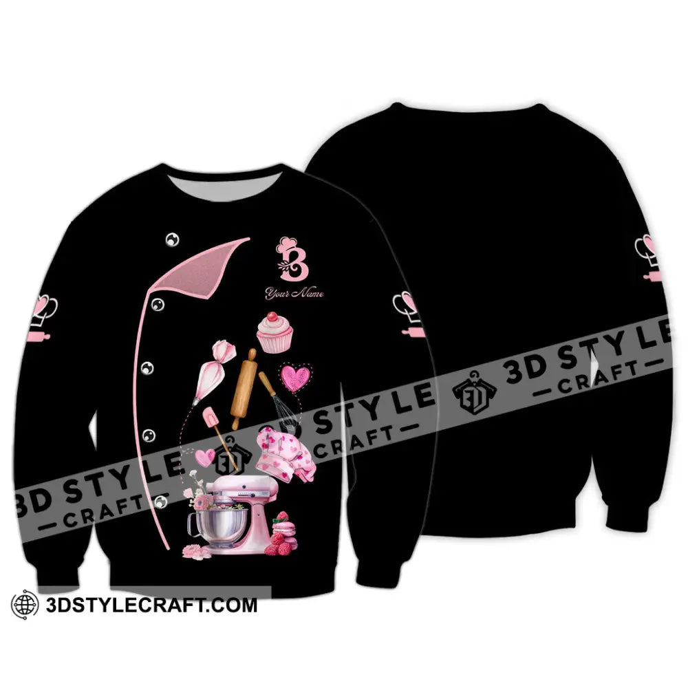 Unisex Shirt - Custom Bakery Black & Pink Cute Shirt Long Sleeve / S T-shirt