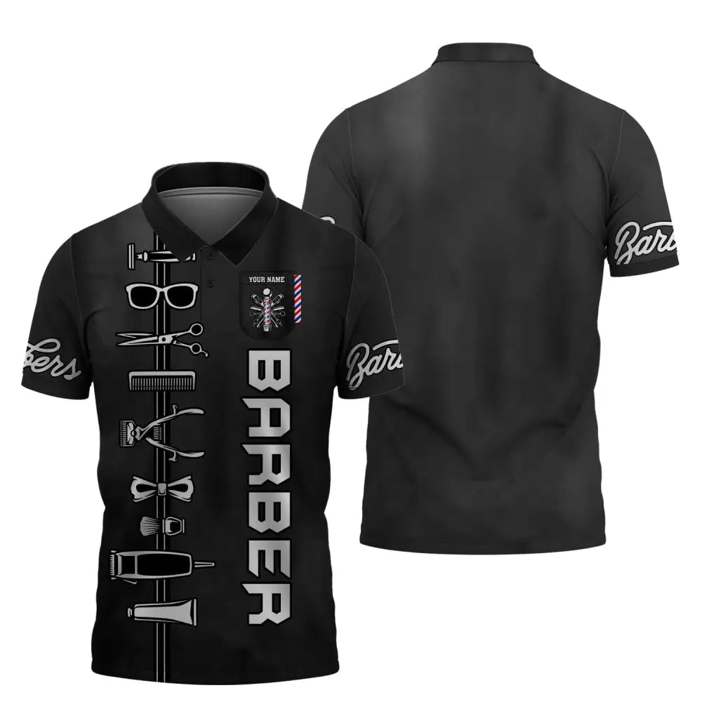Unisex Shirt Custom Barber Personalized Name For Hairstylists Polo / S T-Shirt