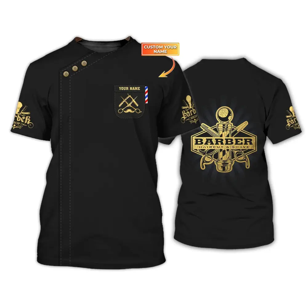 Unisex Shirt Custom Barber Personalized Name For Hairstylists T-Shirt / S