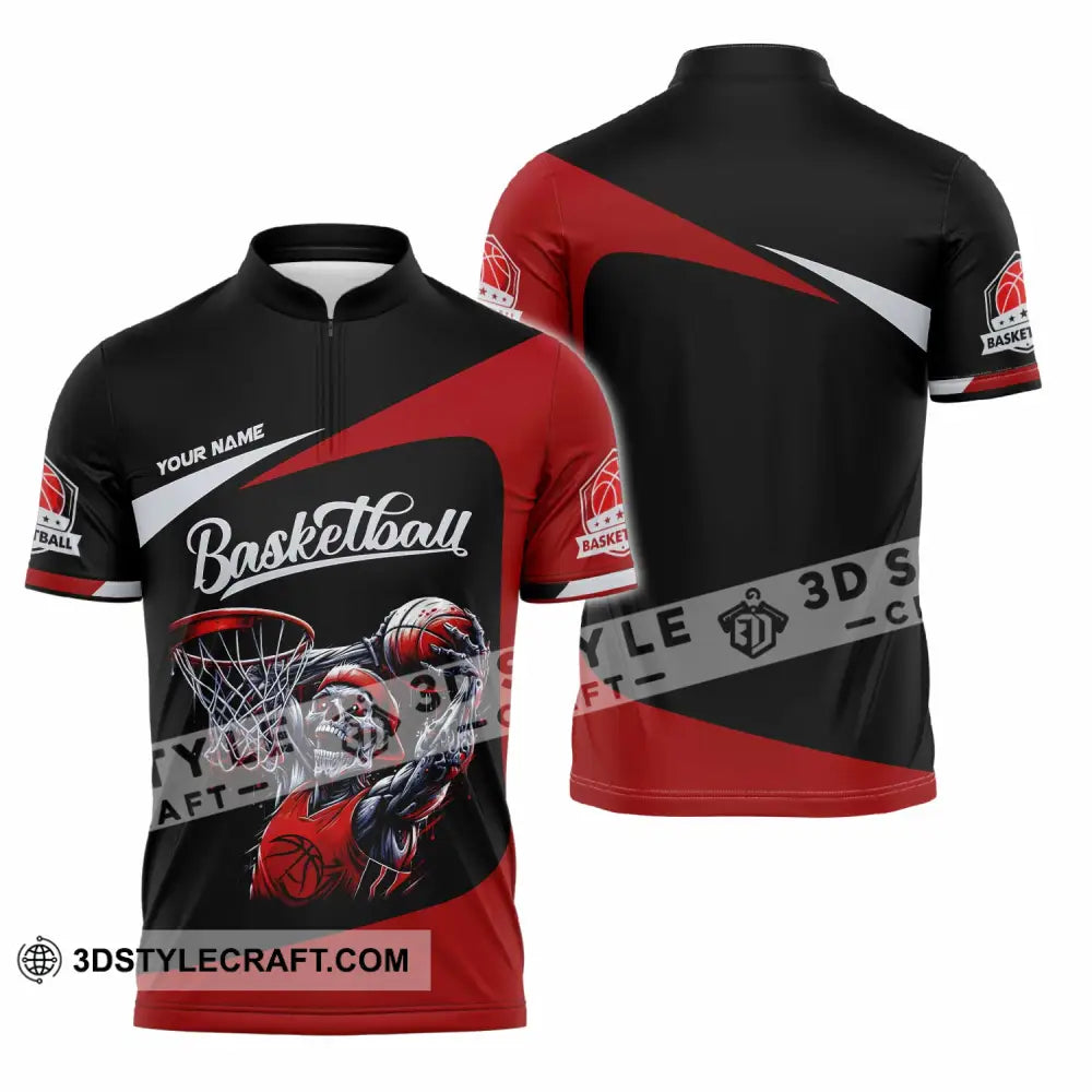 Unisex Shirt - Custom Basketball Sport Shirt Zipper Polo Shirt / S T-shirt