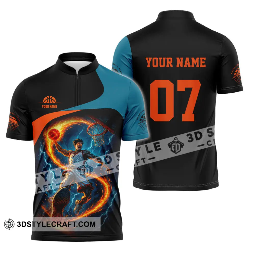 Unisex Shirt - Custom Basketball Shirt Zipper Polo Shirt / S T-shirt