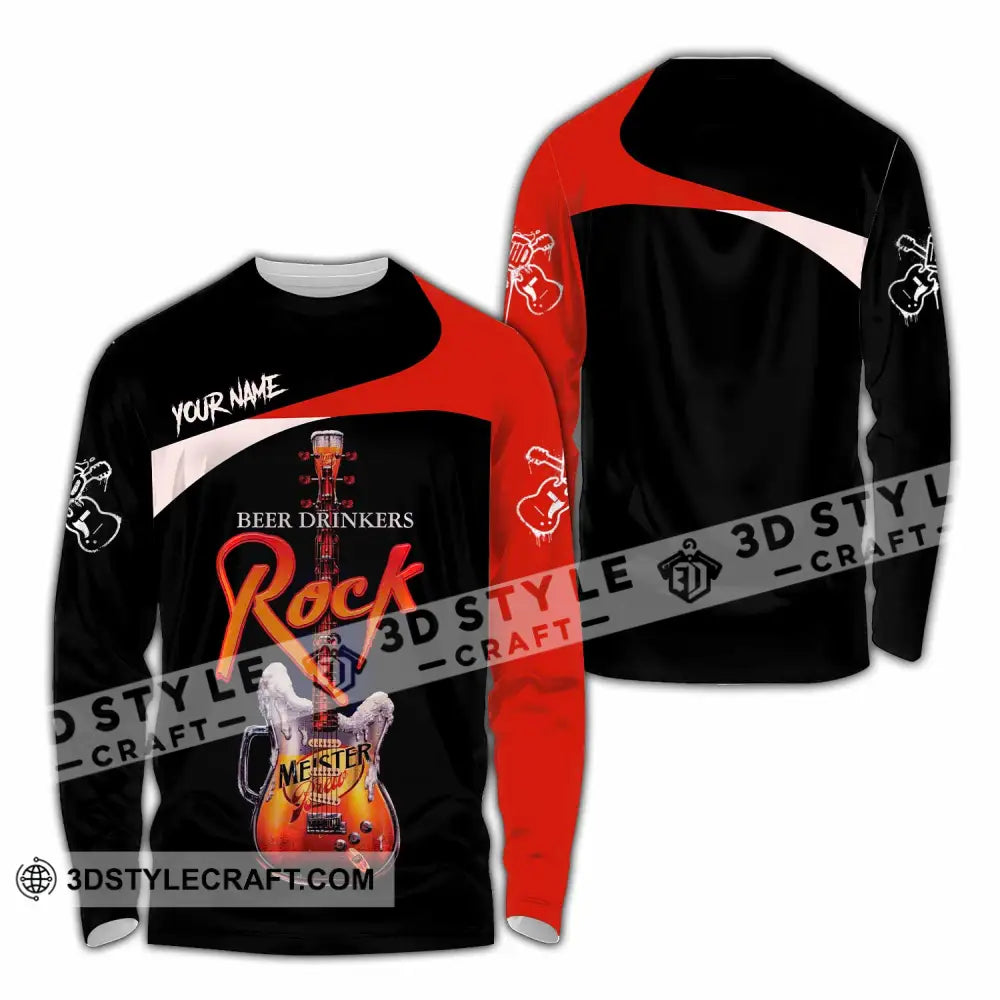 Unisex Shirt - Custom Beer Drinkers And Rock 3D Shirt Long Sleeve Shirt / S T-shirt