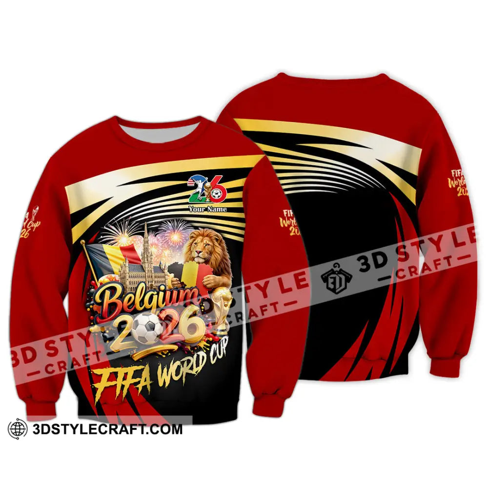 Unisex Shirt - Custom Belgium Fifa World Cup 2026 3D Shirt Long Sleeve / S T-shirt