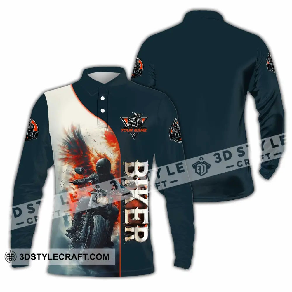 Unisex Shirt - Custom Biker 3D Shirt Long Sleeve Polo / S T-shirt