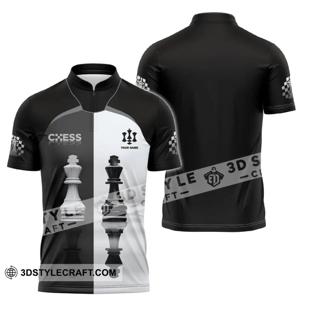 Unisex Shirt - Custom Black And White Chess Shirt For Couple Zipper Polo Shirt / S T-shirt