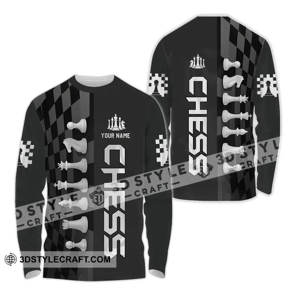 Unisex Shirt - Custom Black And White Chess Chess Player Sporty Shirt Long Sleeve Shirt / S T-shirt