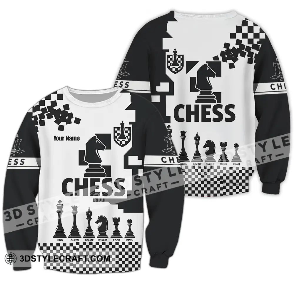 Unisex Shirt - Custom Black And White Chess Chess Player Sporty Shirt Long Sleeve / S T-shirt