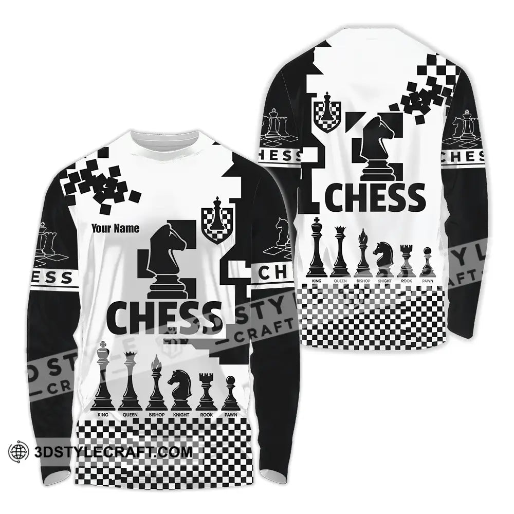Unisex Shirt - Custom Black And White Chess Chess Player Sporty Shirt Long Sleeve Shirt / S T-shirt