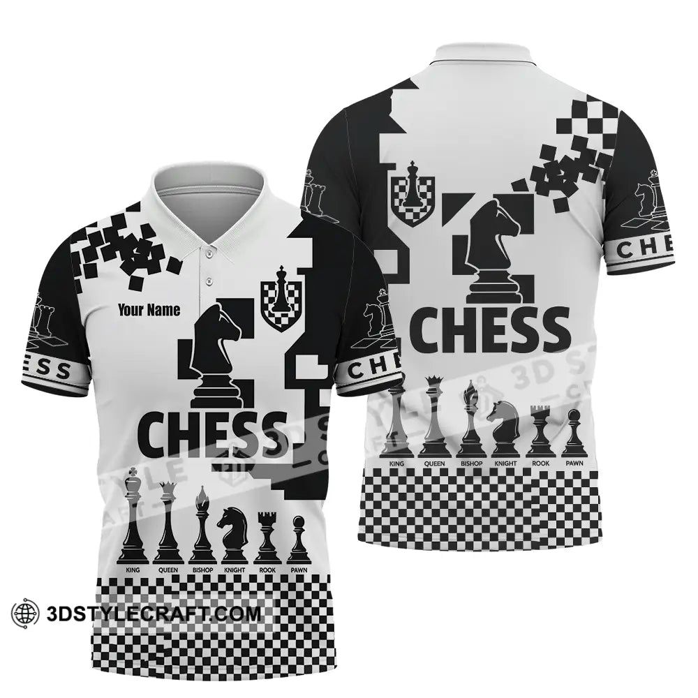 Unisex Shirt - Custom Black And White Chess Chess Player Sporty Shirt Polo Shirt / S T-shirt