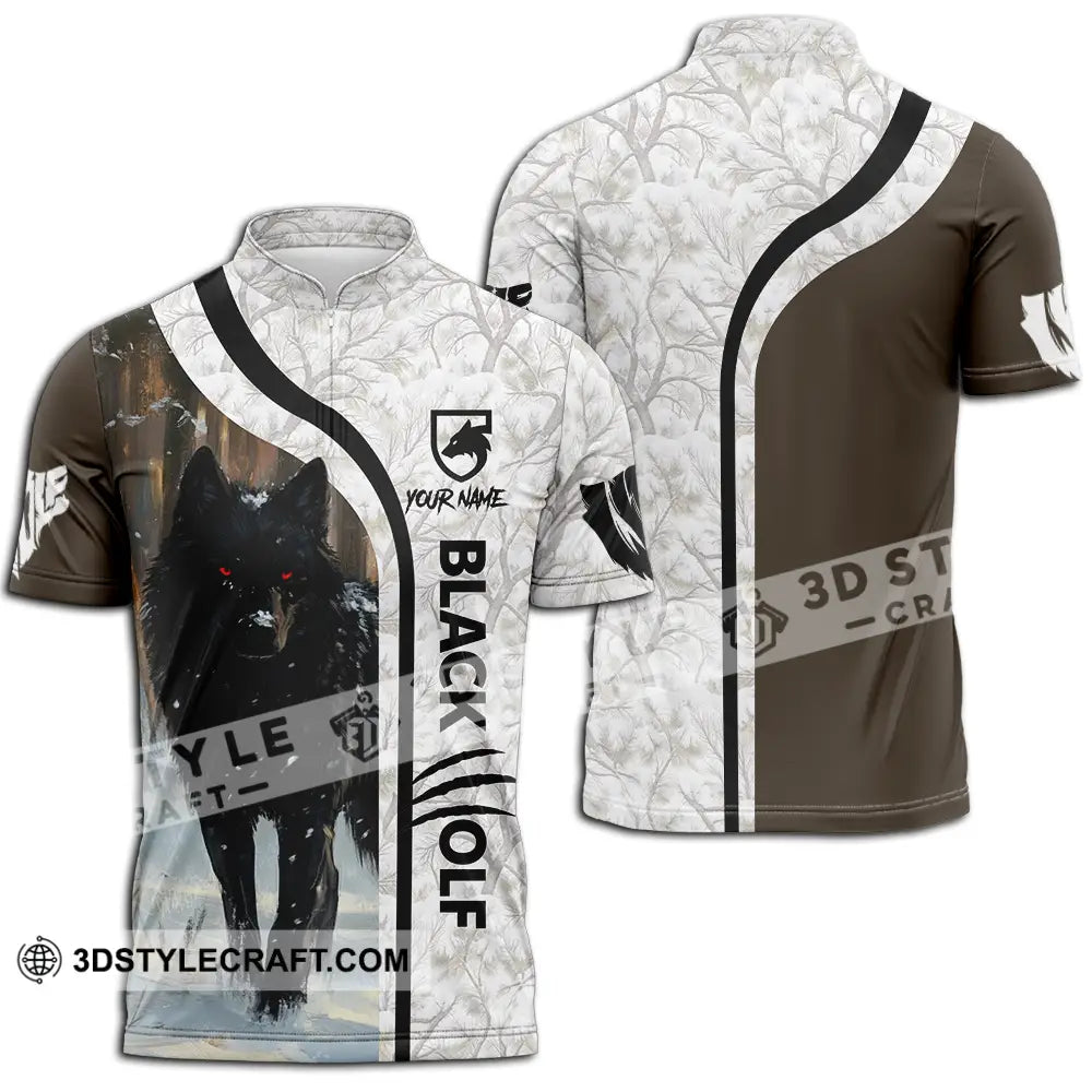 Unisex Shirt - Custom Black Wolf 3D Shirt Zipper Polo Shirt / S T-shirt
