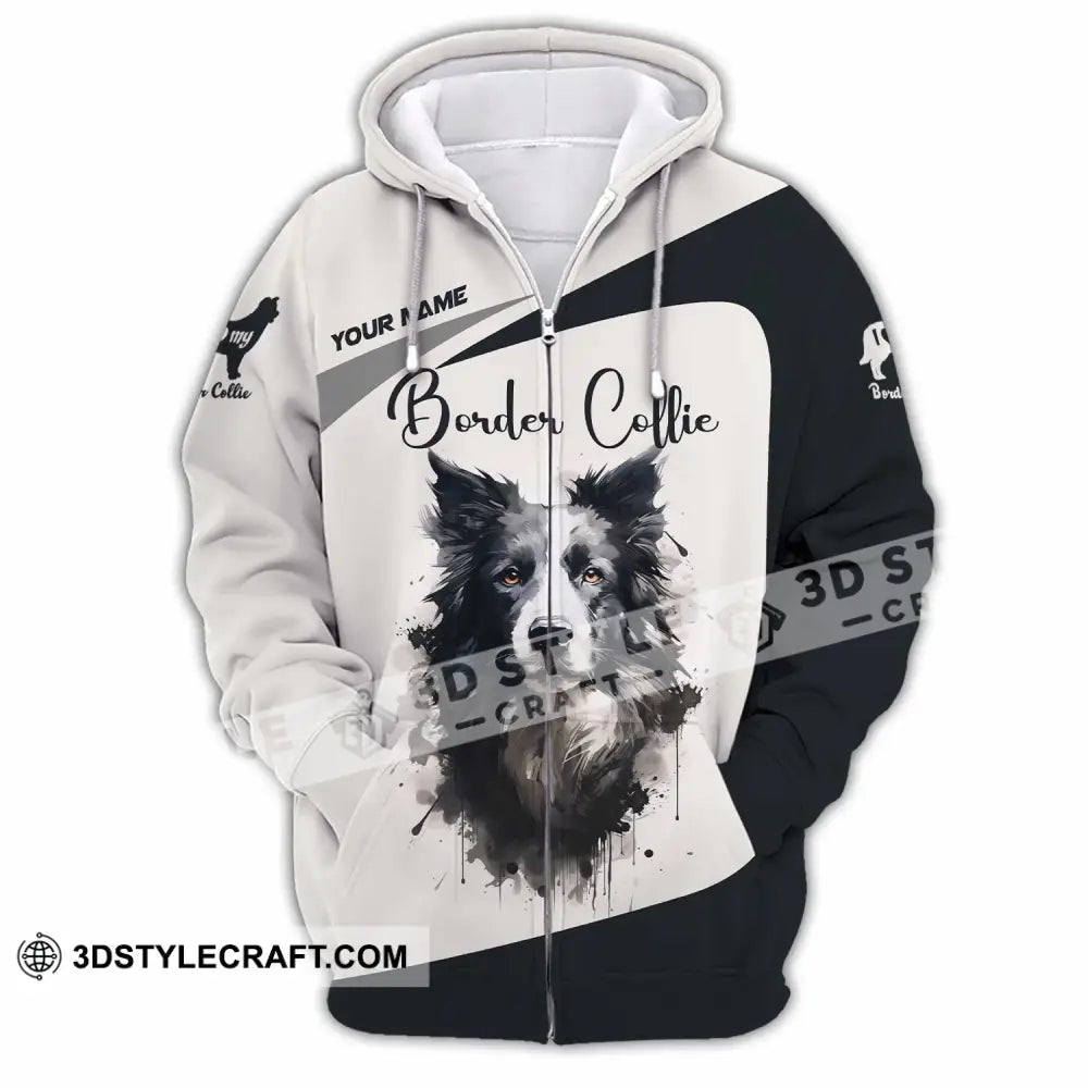 Unisex Shirt - Custom Border Collie 3D Shirt Zipper Hoodie / S T-shirt