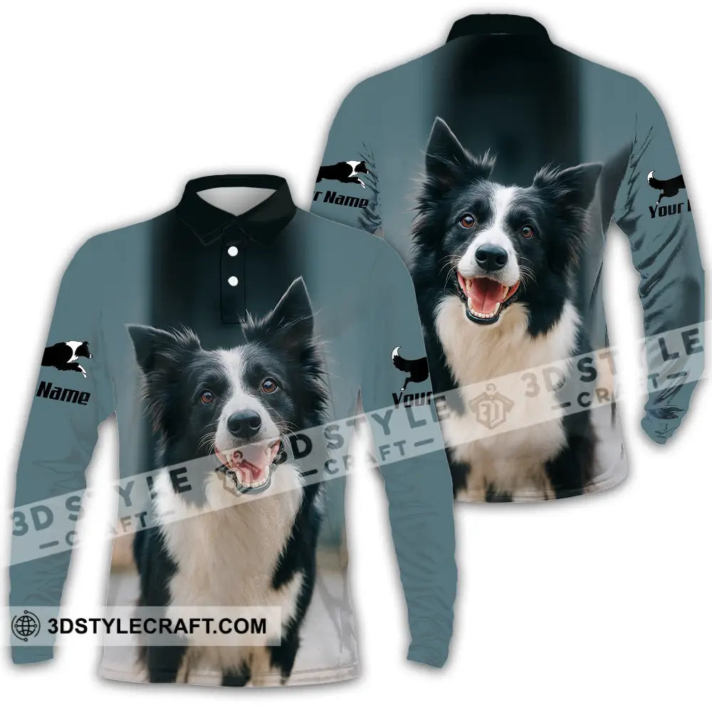Unisex Shirt - Custom Border Collie Shirt Long Sleeve Polo / S T-shirt