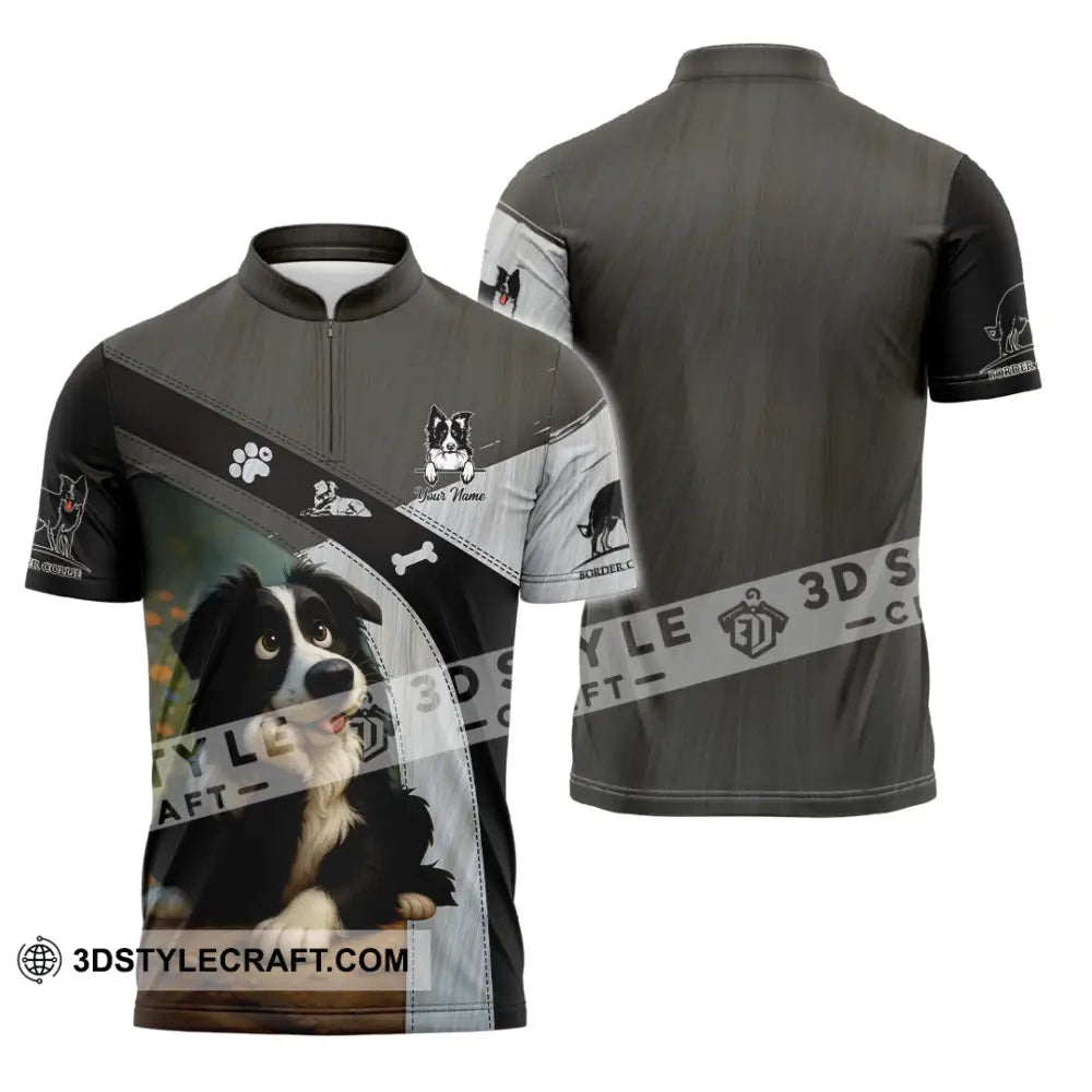 Unisex Shirt - Custom Border Collie Shirt Zipper Polo Shirt / S T-shirt