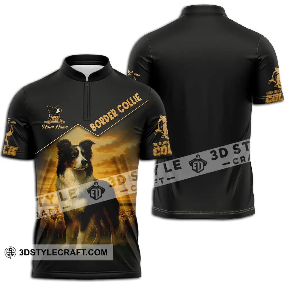 Unisex Shirt - Custom Border Collie Shirt Zipper Polo Shirt / S T-shirt