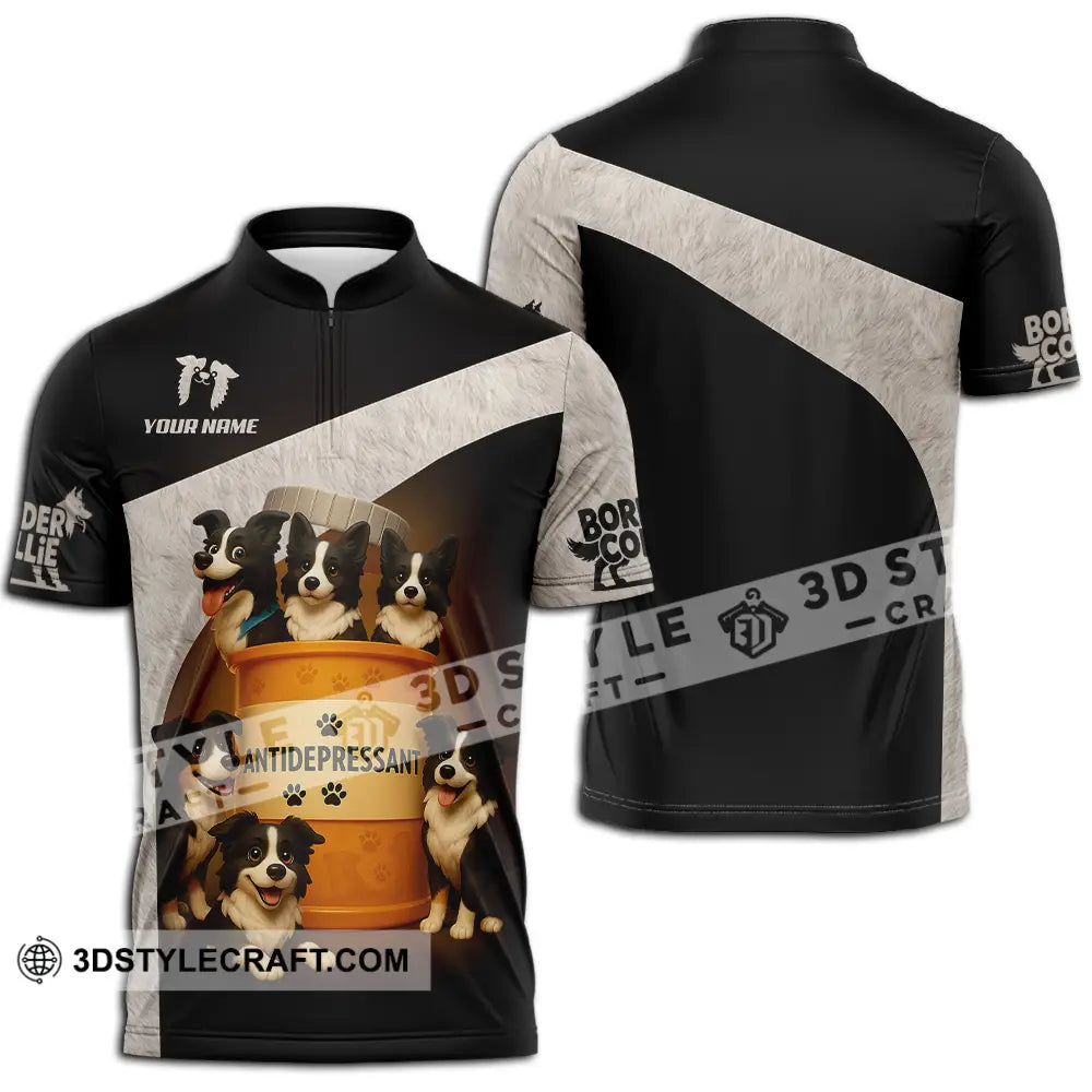 Unisex Shirt - Custom Border Collie Shirt Zipper Polo Shirt / S T-shirt