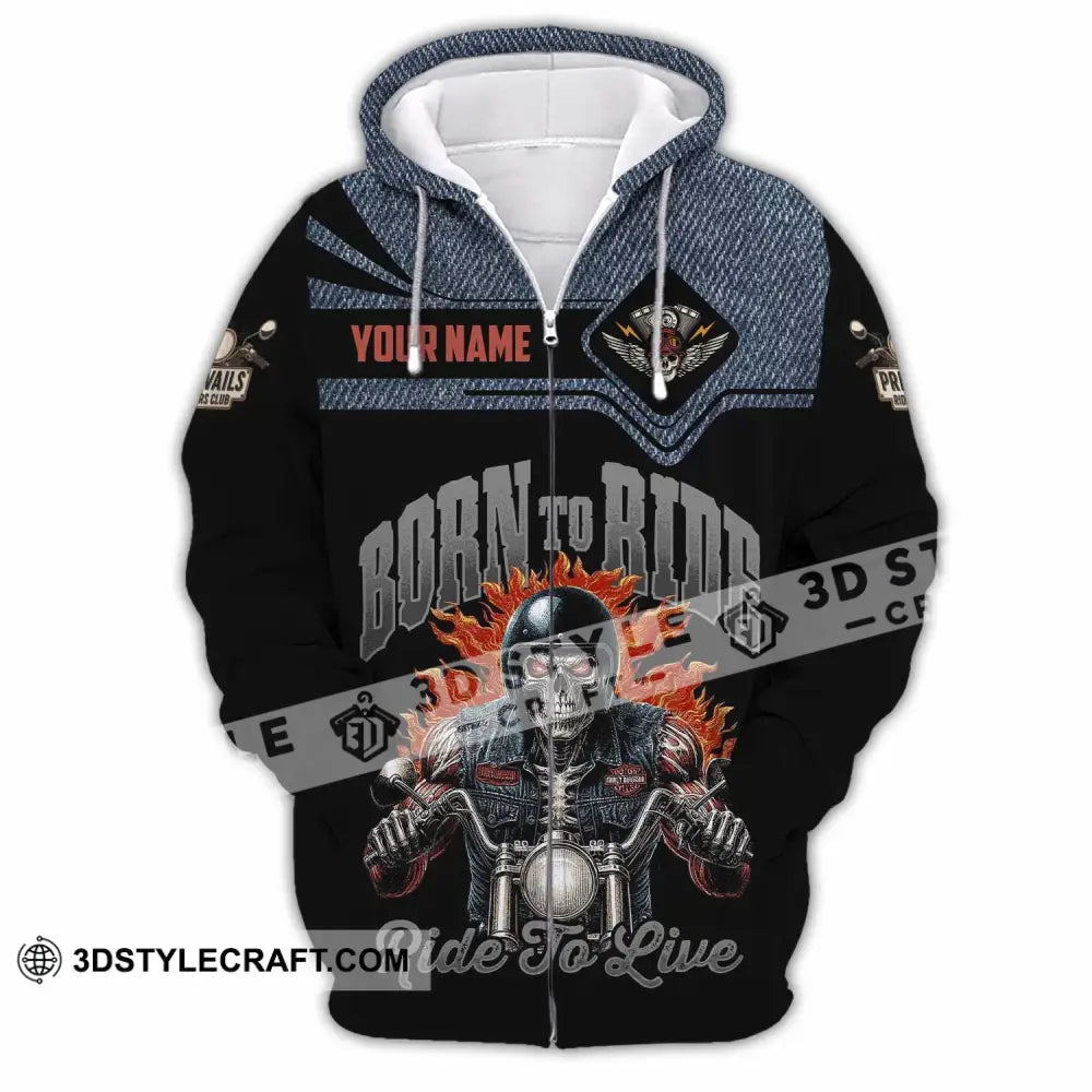 Unisex Shirt - Custom Born To Ride 3D Shirt Zipper Hoodie / S T-shirt
