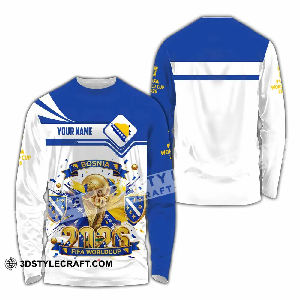 Unisex Shirt - Custom Bosnia World Cup 2026 3D Shirt - Long Sleeve Shirt / S - T-shirt