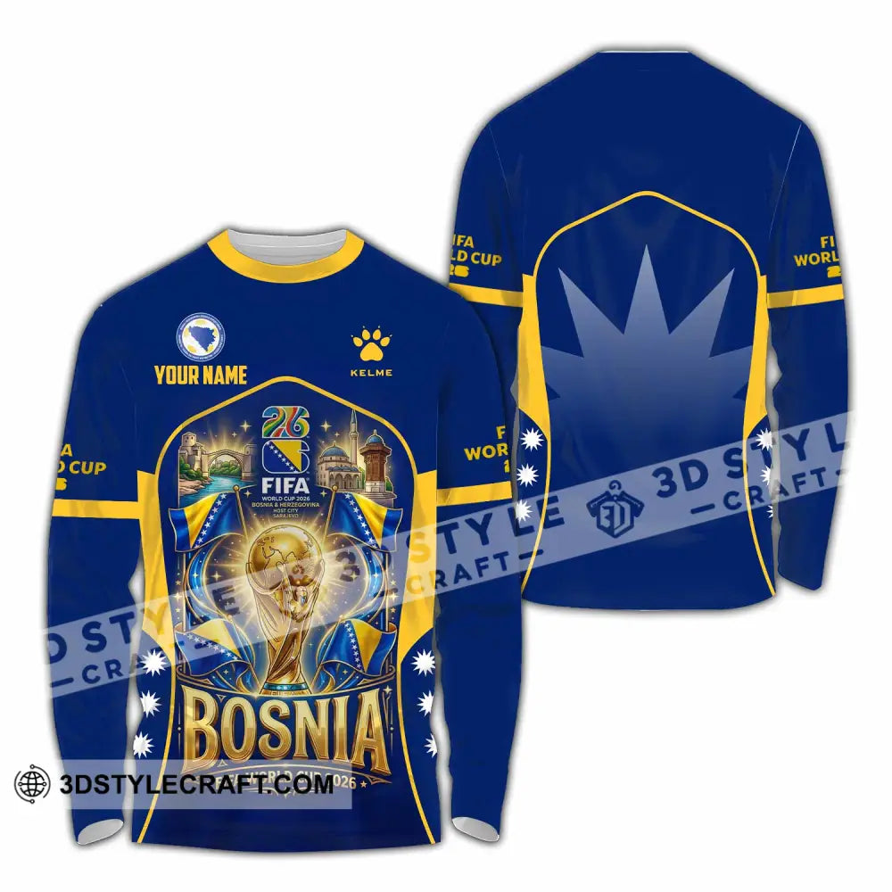 Unisex Shirt - Custom Bosnia World Cup 2026 Shirt - Long Sleeve Shirt / S - T-shirt
