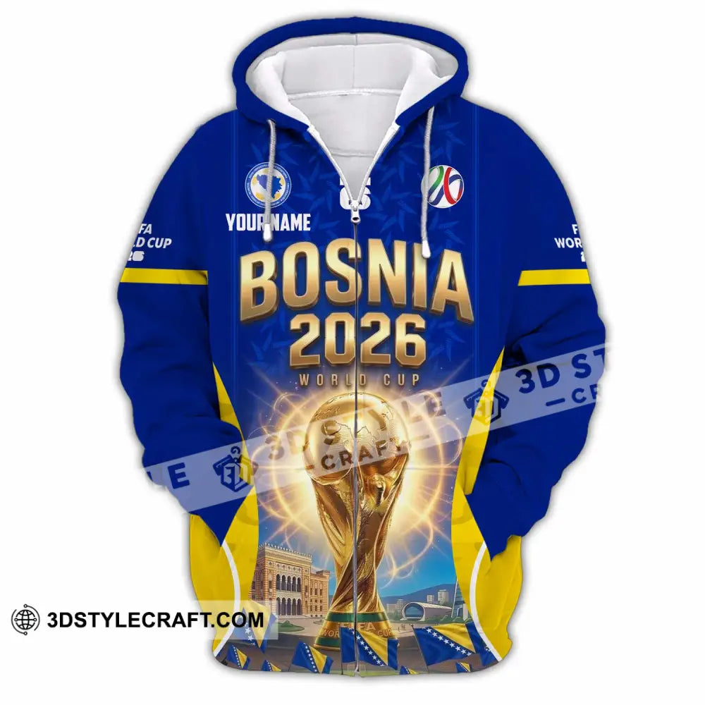 Unisex Shirt - Custom Bosnia World Cup 2026 Shirt - Zipper Hoodie / S - T-shirt