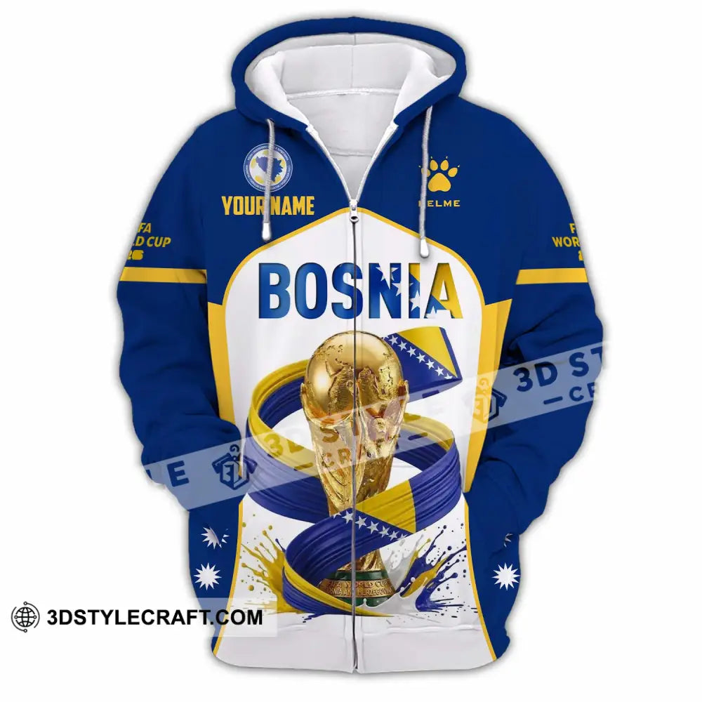 Unisex Shirt - Custom Bosnia World Cup 2026 Shirt - Zipper Hoodie / S - T-shirt
