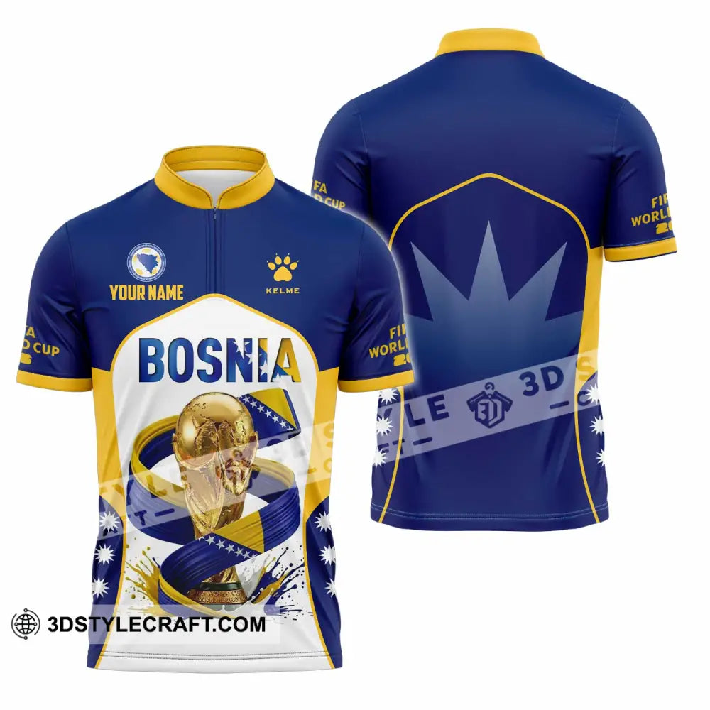 Unisex Shirt - Custom Bosnia World Cup 2026 Shirt - Zipper Polo Shirt / S - T-shirt