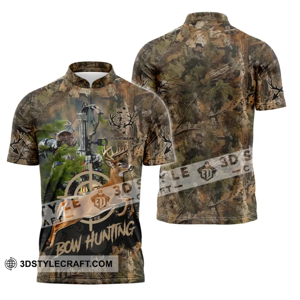 Unisex Shirt - Custom Bow Hunting Shirt Zipper Polo Shirt / S T-shirt