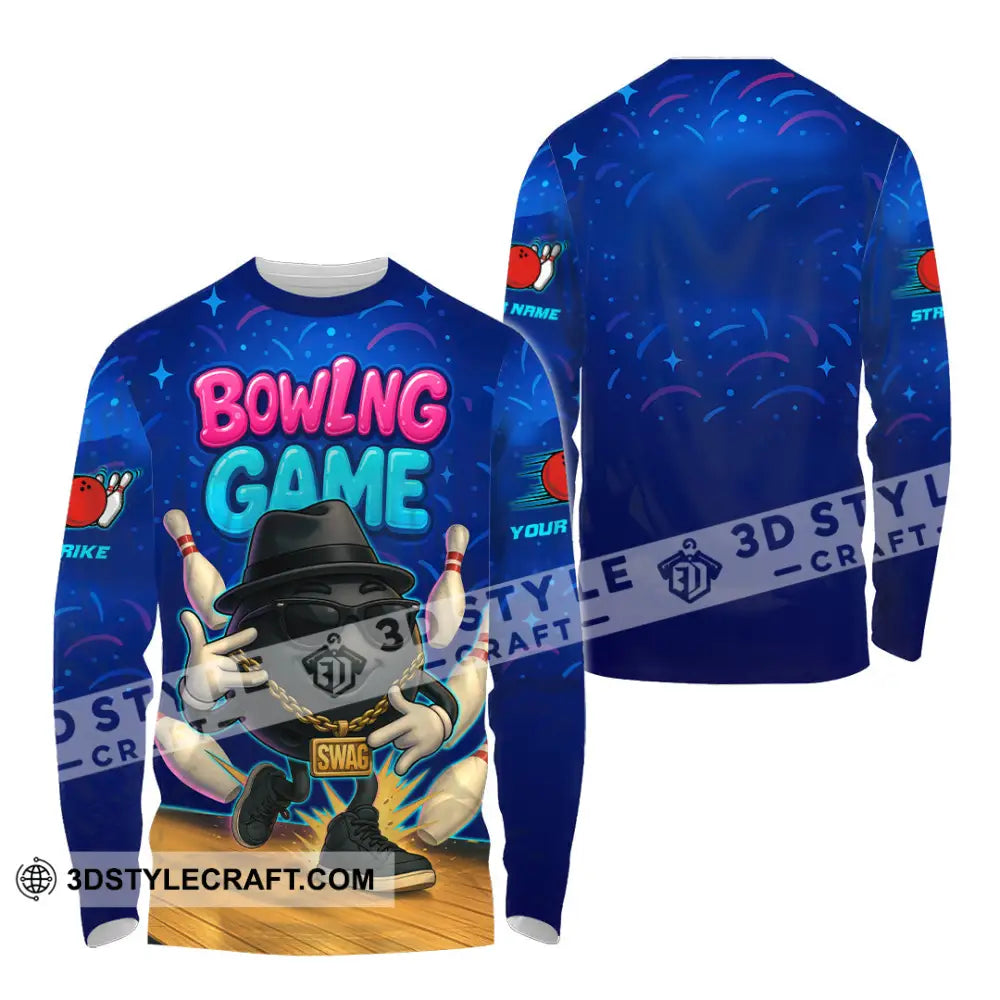 Unisex Shirt - Custom Bowling Game Swag Shirt Long Sleeve Shirt / S T-shirt