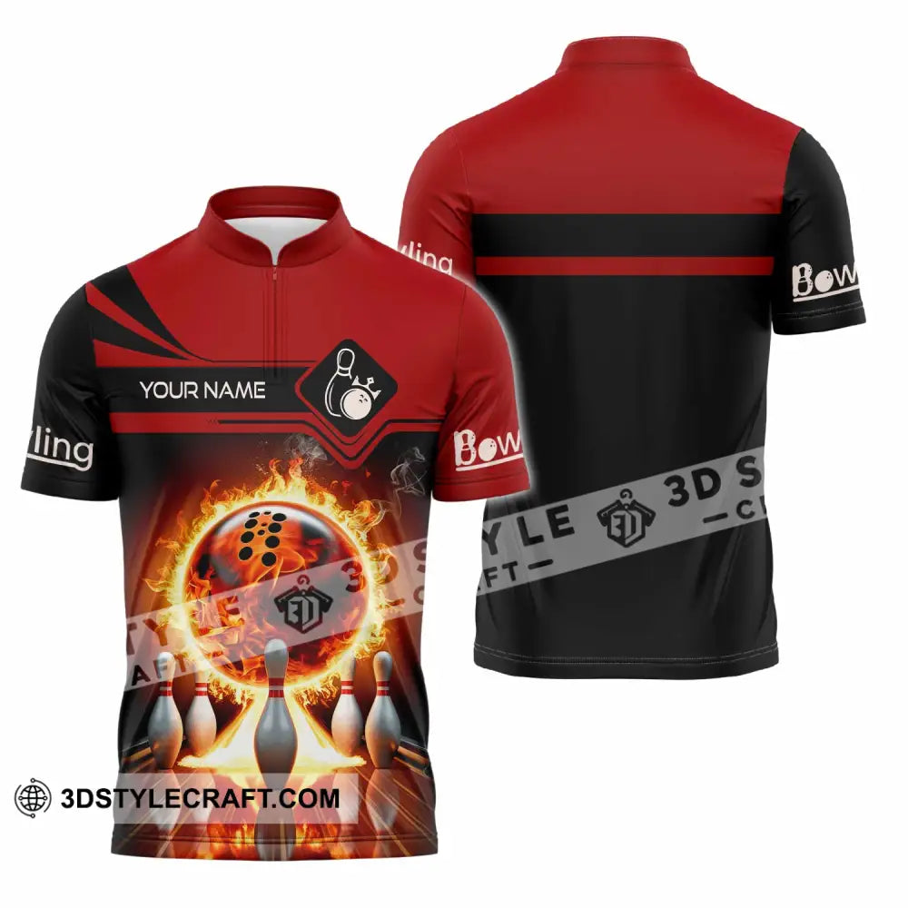 Unisex Shirt - Custom Bowling Player Shirt Zipper Polo Shirt / S T-shirt