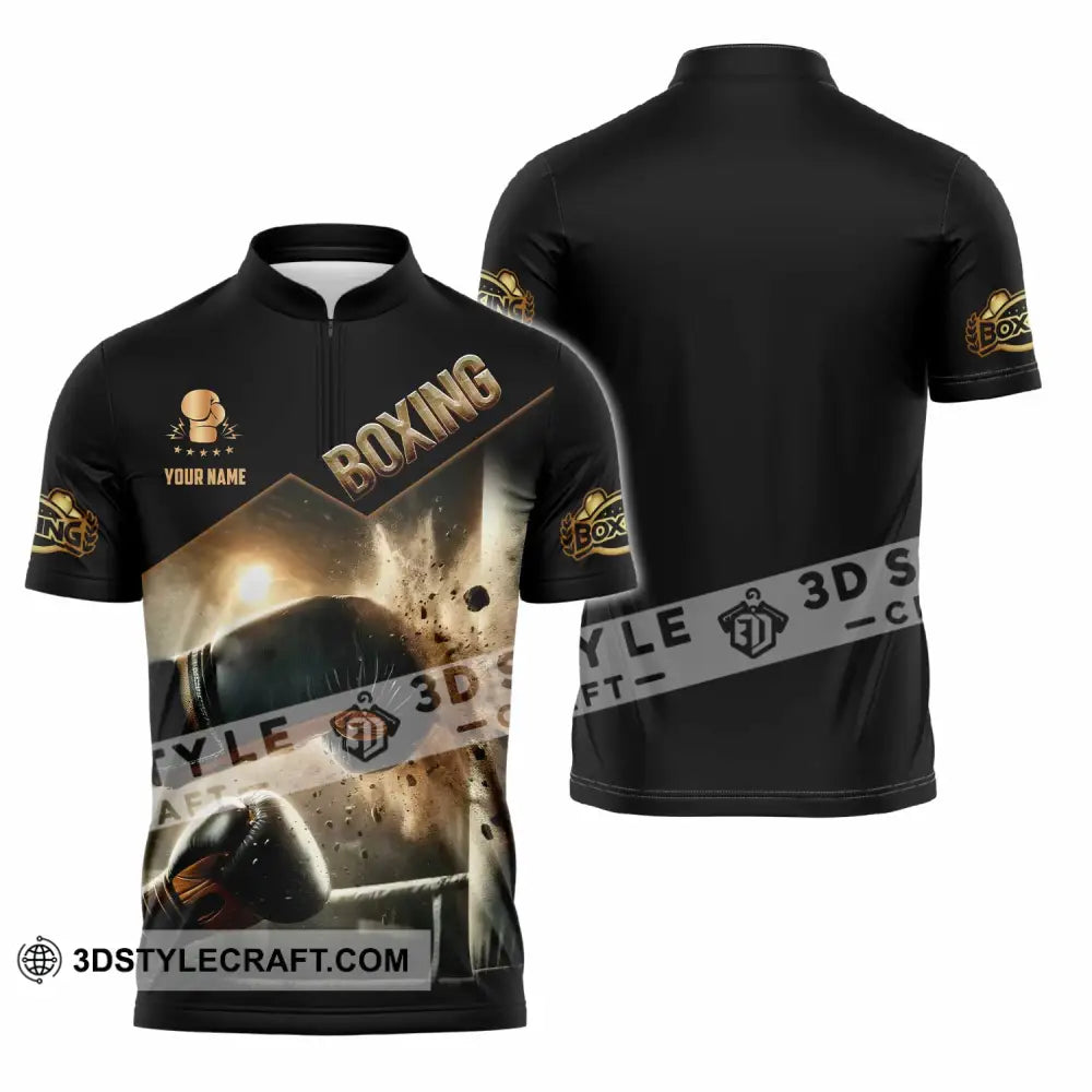 Unisex Shirt - Custom Boxing Lover Sport Shirt Zipper Polo Shirt / S T-shirt