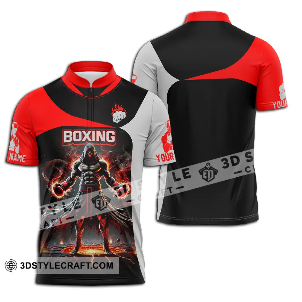 Unisex Shirt - Custom Boxing Player Shirt Zipper Polo Shirt / S T-shirt