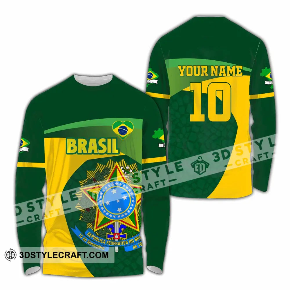 Unisex Shirt - Custom Brasil 3D Shirt Long Sleeve Shirt / S T-shirt