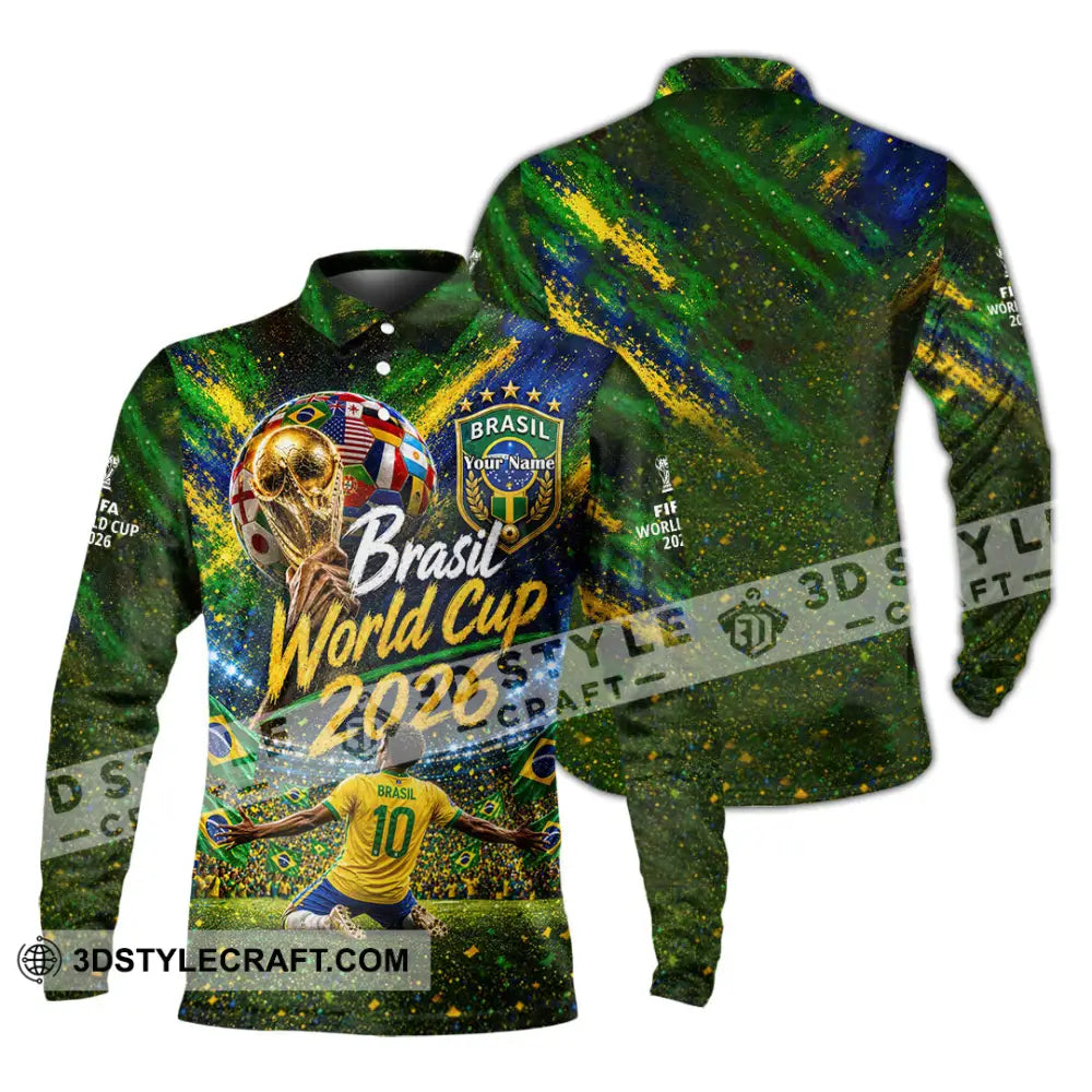 Unisex Shirt - Custom Brasil World Cup 2026 Shirt - Long Sleeve Polo / S - T-shirt
